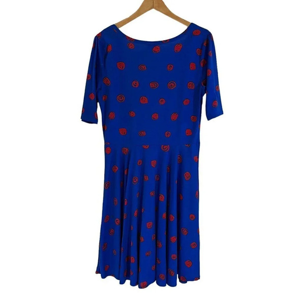 LulaRoe Polka Dot Dress Plus Size 2XL Midi Length Short Sleeves Knit Round Neck - Picture 2 of 7